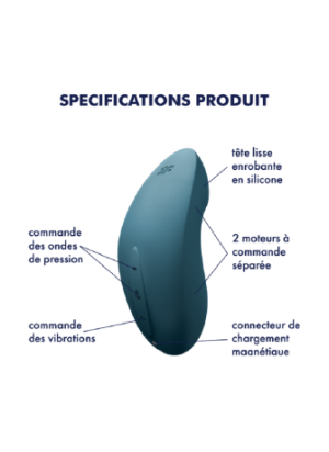 Stimulateur clitoridien par air pulsé et vibration bleu USB Vulva Lover 2 Satisfyer - CC597826